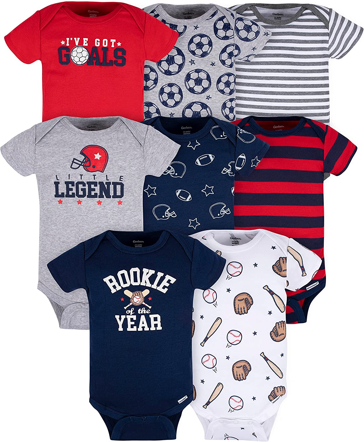 Gerber baby-boys 8-pack Short Sleeve Onesies Bodysuits - Image 1